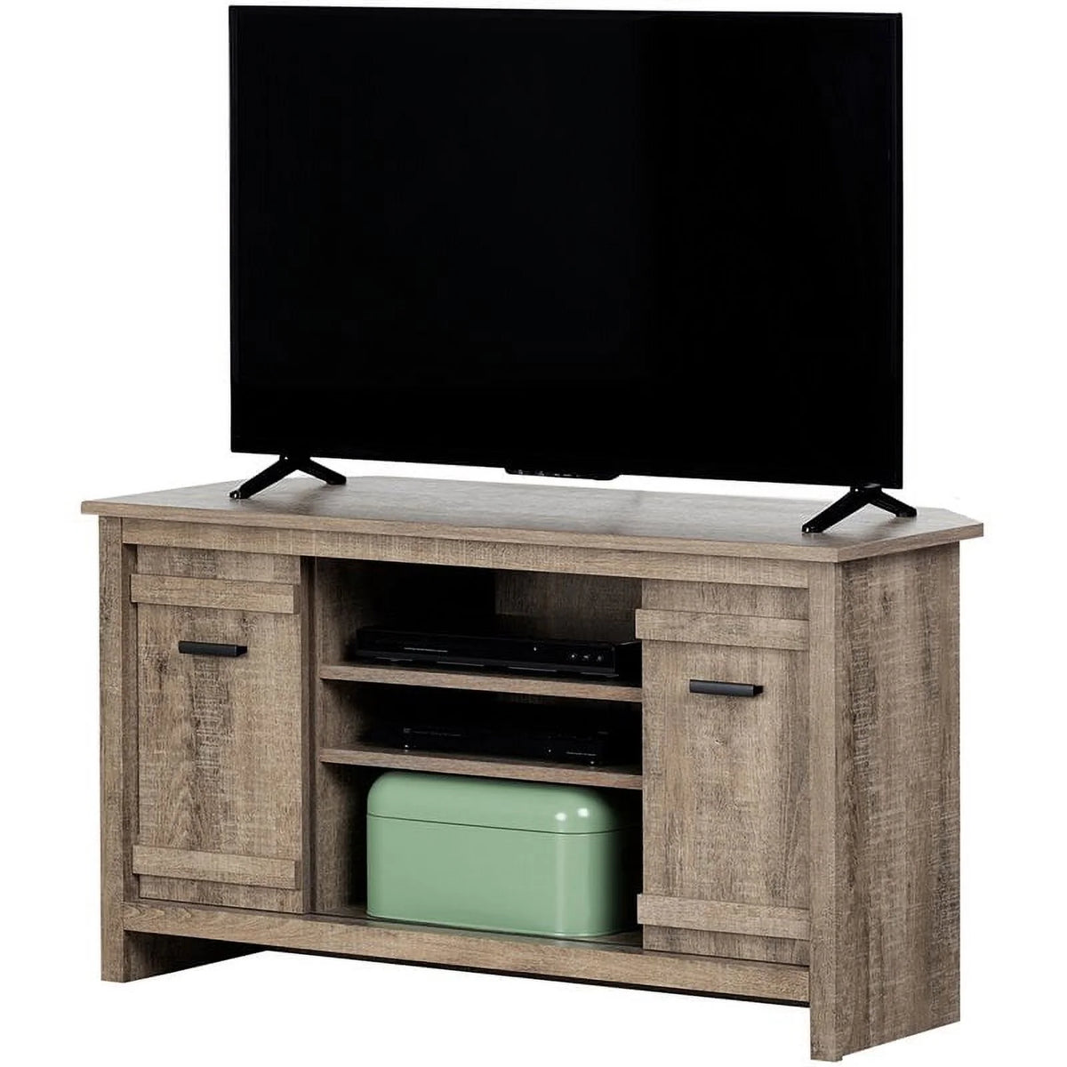 Weathered Oak Wood Corner TV Stand O1140
