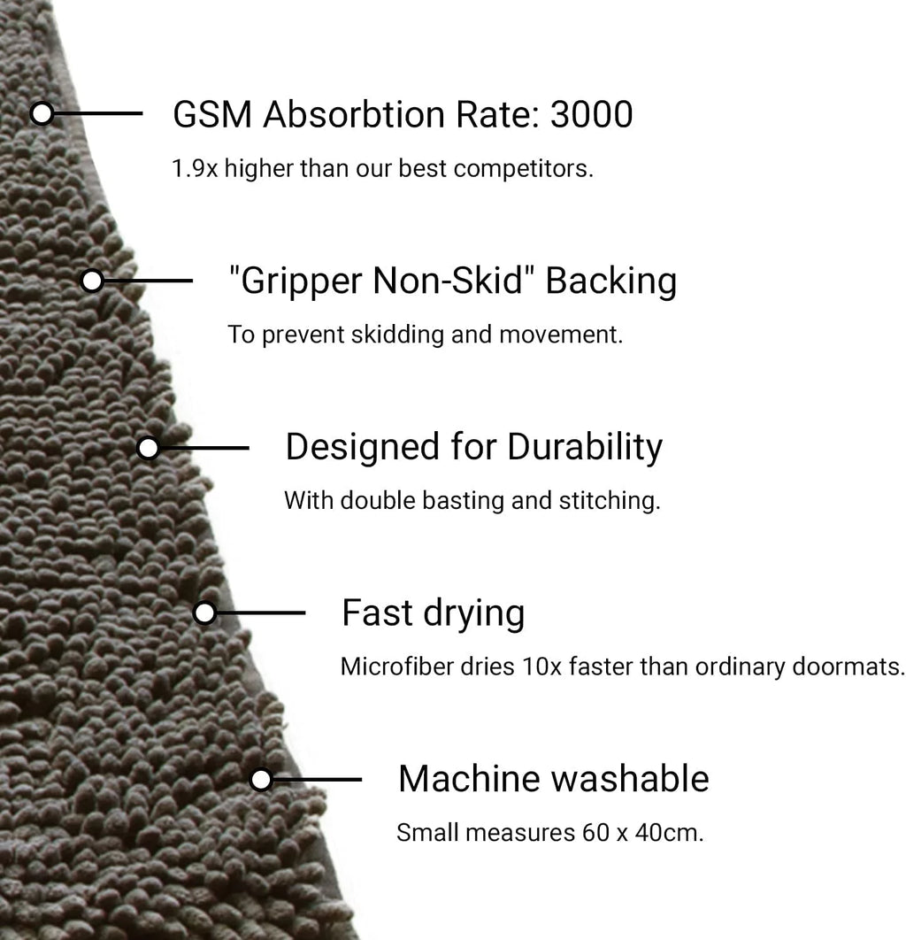 Black Microfiber Doormat 23x16 T1438