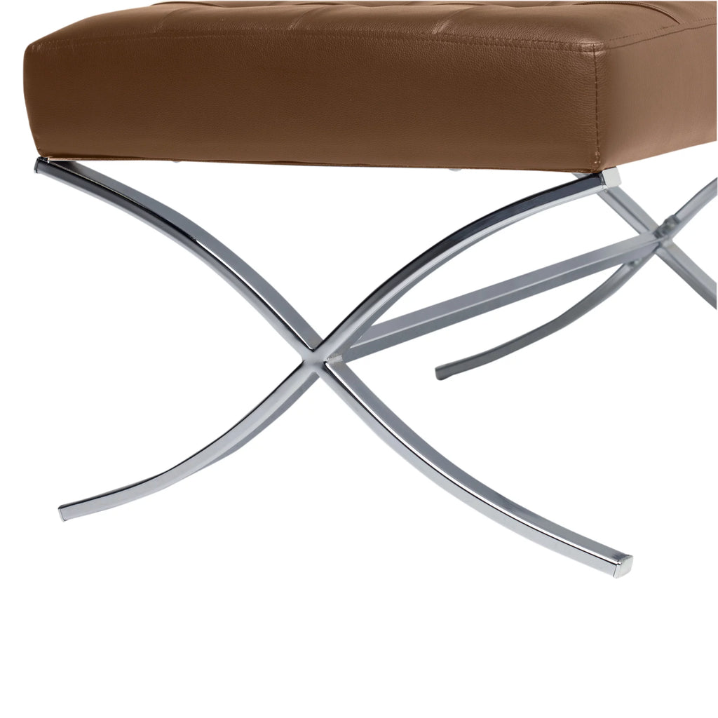 Caramel Brown Bonded Leather Tufted Ottoman C849318