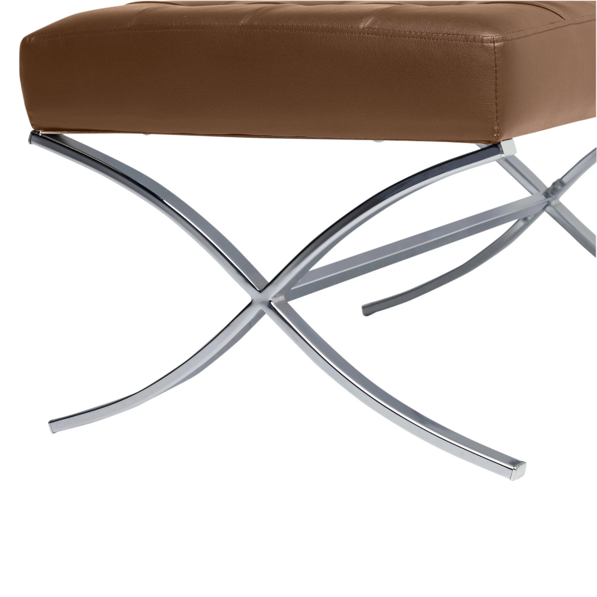 Caramel Brown Bonded Leather Tufted Ottoman C849318
