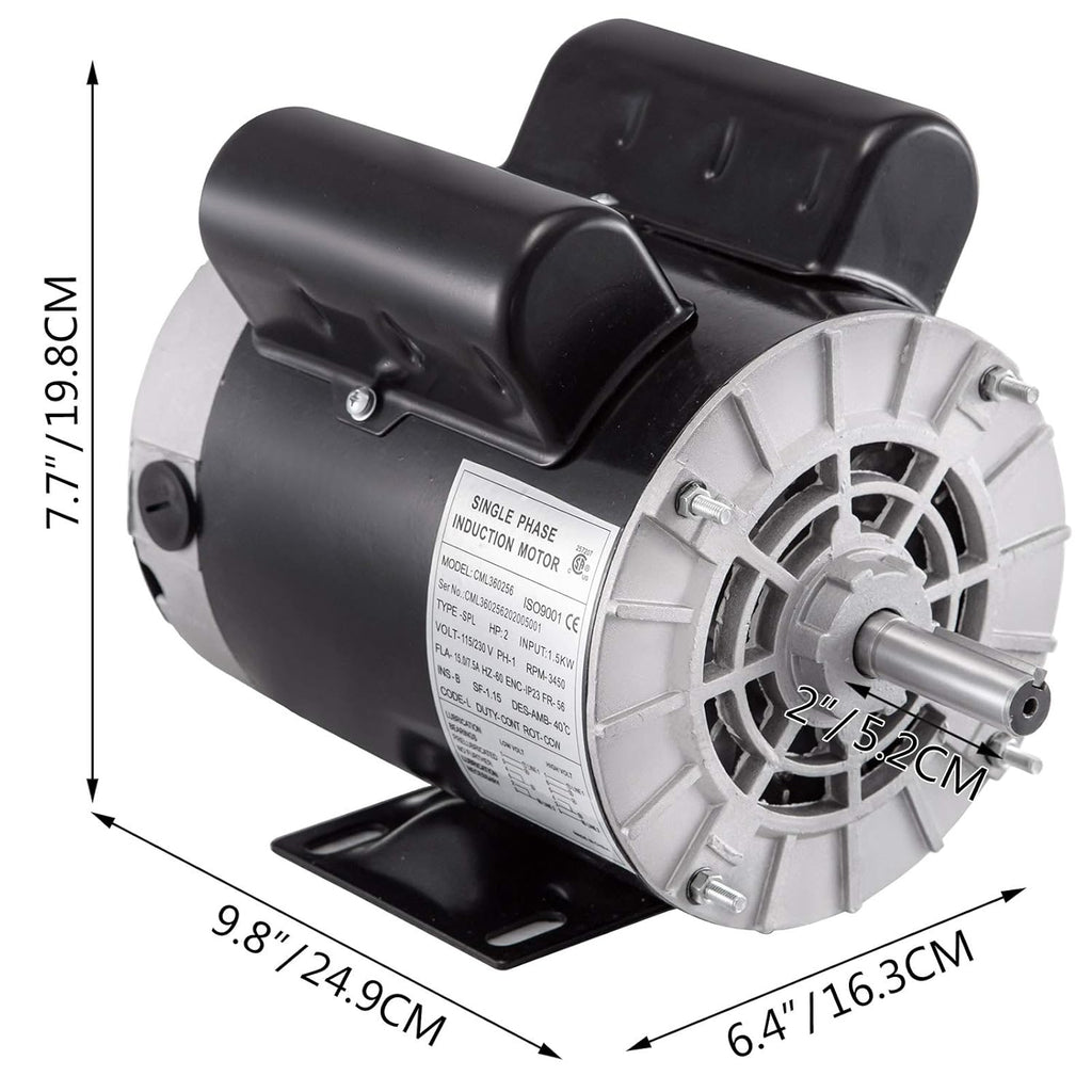 2Hp 3450RPM 115V 230V 56 Frame Single Phase Electric Motor T521