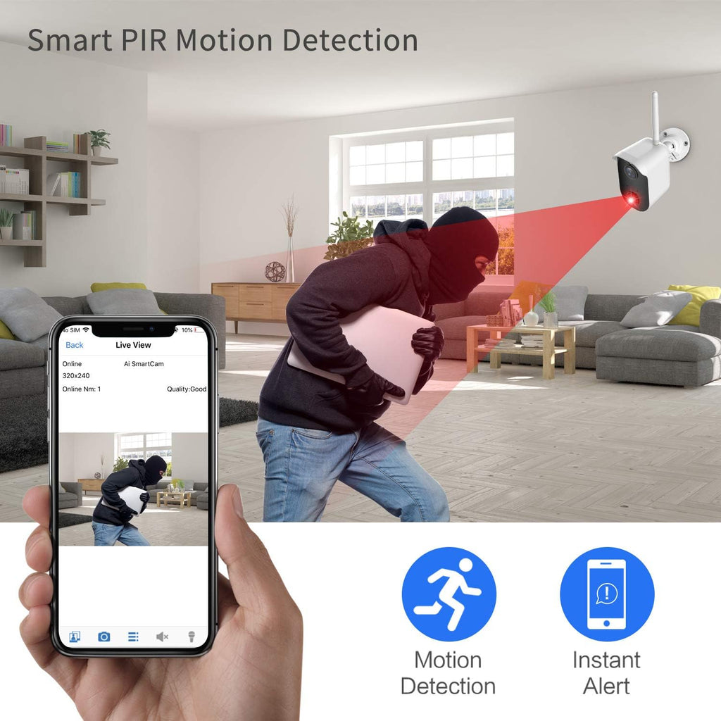 Wireless Battery Powered 1080P Security Camera with Night Vision, 2 Cameras V18692