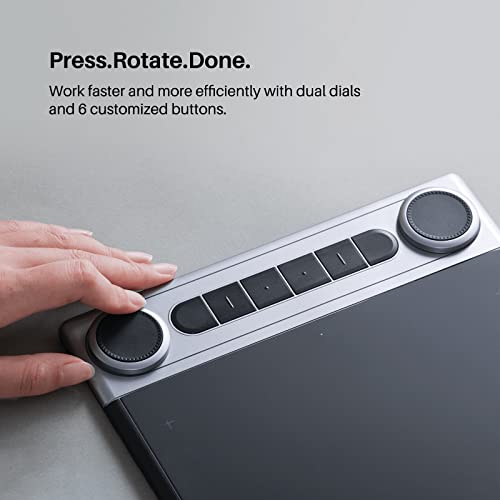 Bluetooth Wireless Graphics Drawing Tablet with Dual Dials Battery-Free Stylus N505936