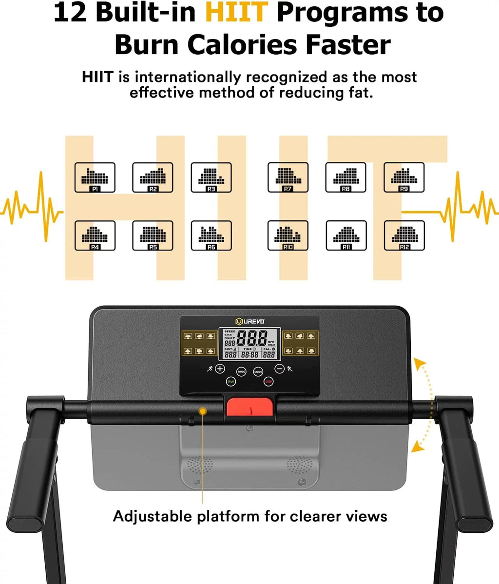 Folding Treadmill 2.25HP Portable Compact with 12 HIIT Modes Y4084