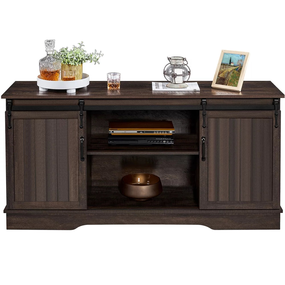 Modern TV Stand with Storage Shelves up to 65 Inch Rustic Brown I966380