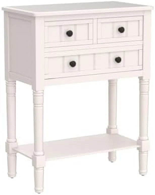 Narrow Console Sofa Table 3 Drawers Ivory White K969755