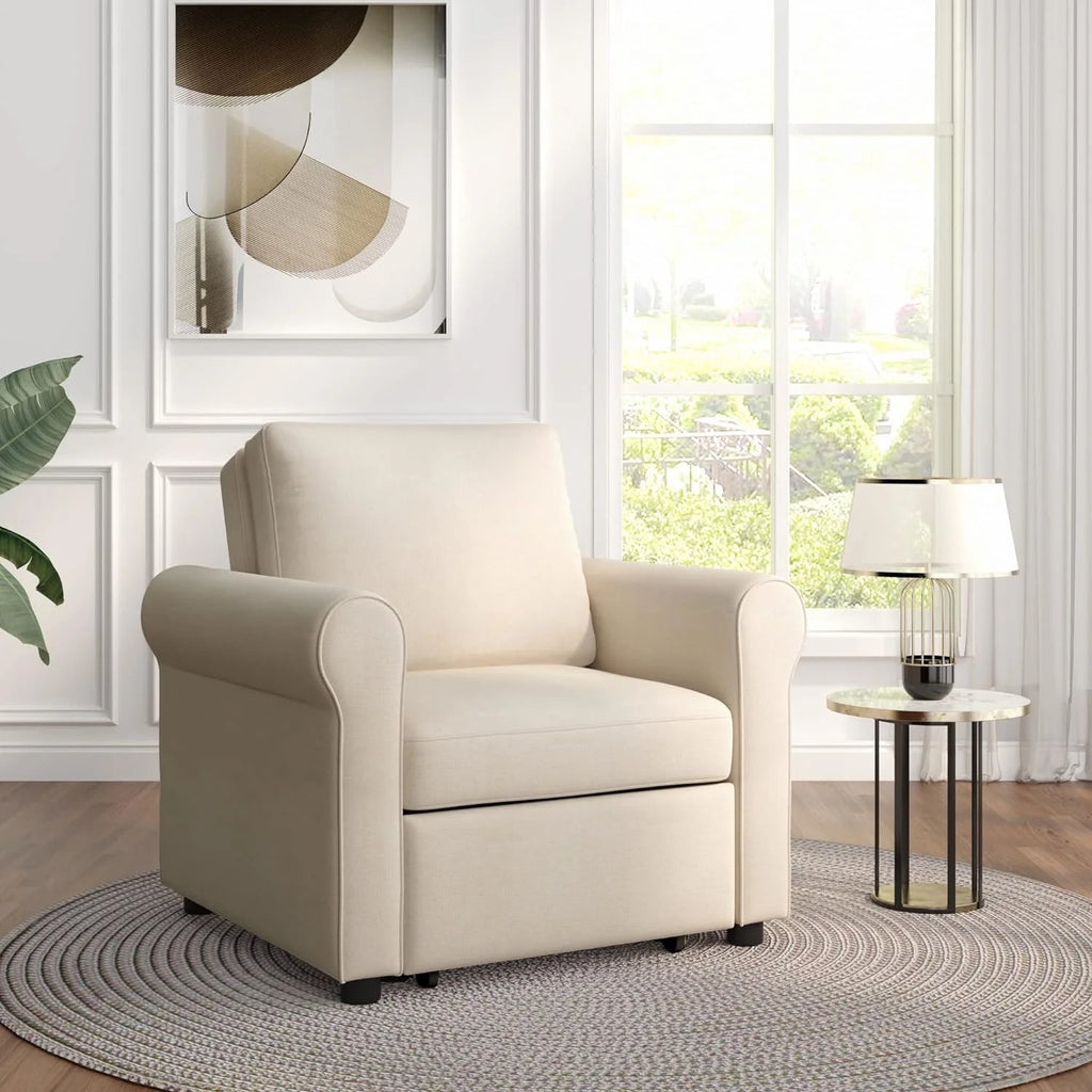 Beige Convertible Sleeper Chair Bed D17857