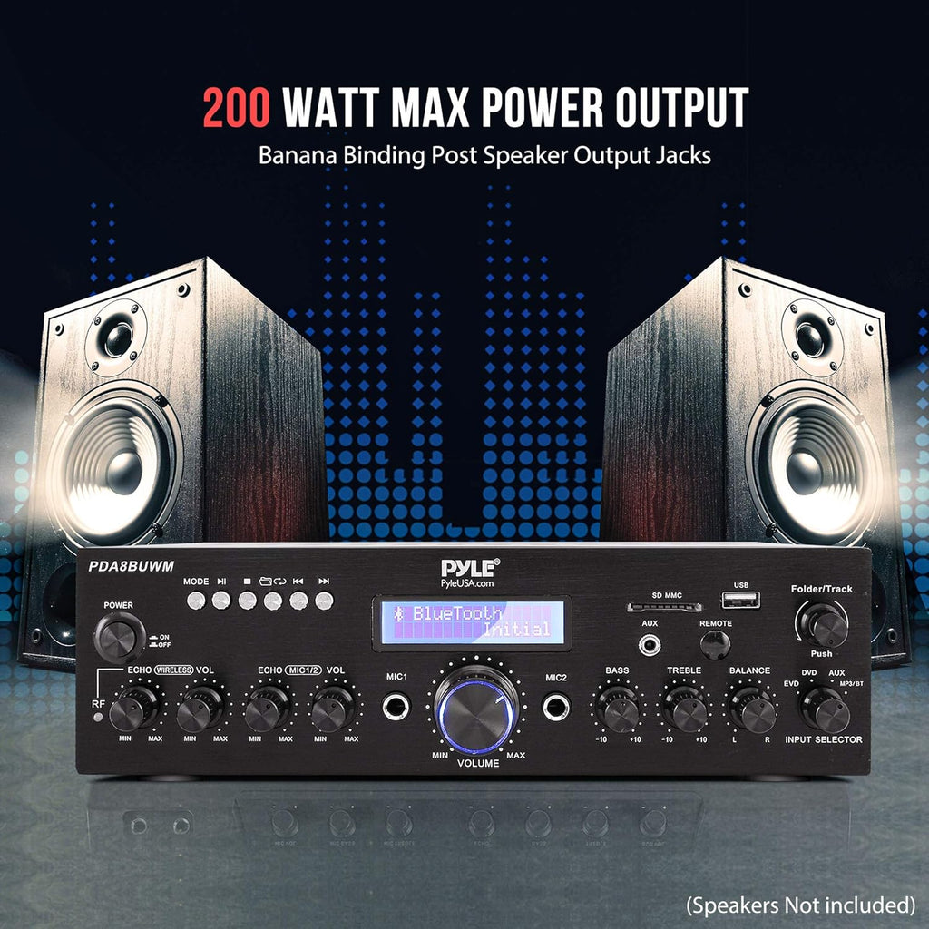 200W Dual Channel Wireless Microphone Power Amplifier System C221076