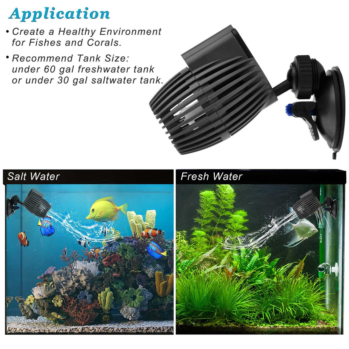 Aquarium Wave Maker Powerhead Submersible Pump with Suction Base C797