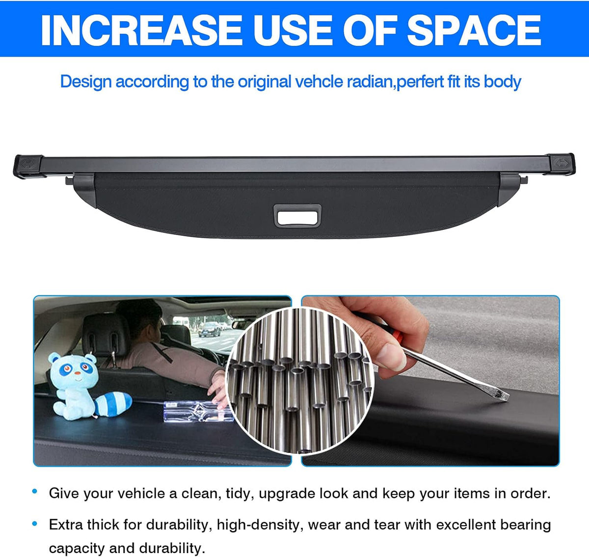 Cargo Cover Trunk Security Shade Black B230