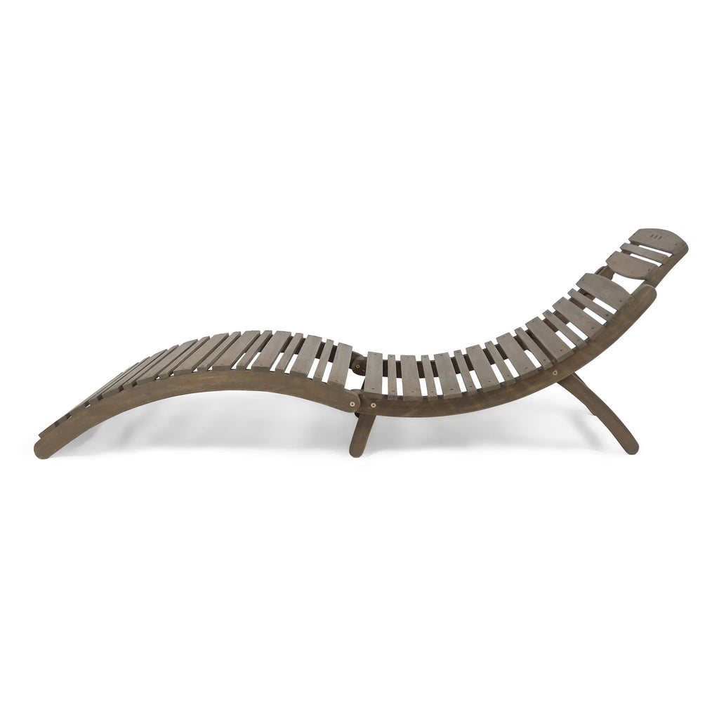 Gray Acacia Wood Foldable Chaise Lounge H106528