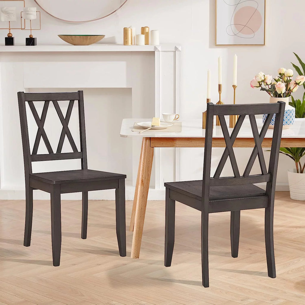 Gray Set of 2 Wooden Dining Chairs U8242