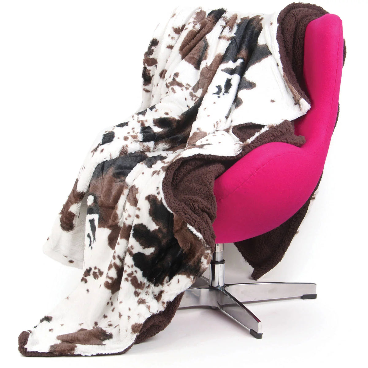 Brown Cowhide Print Sherpa Plush Throw Blanket C67871