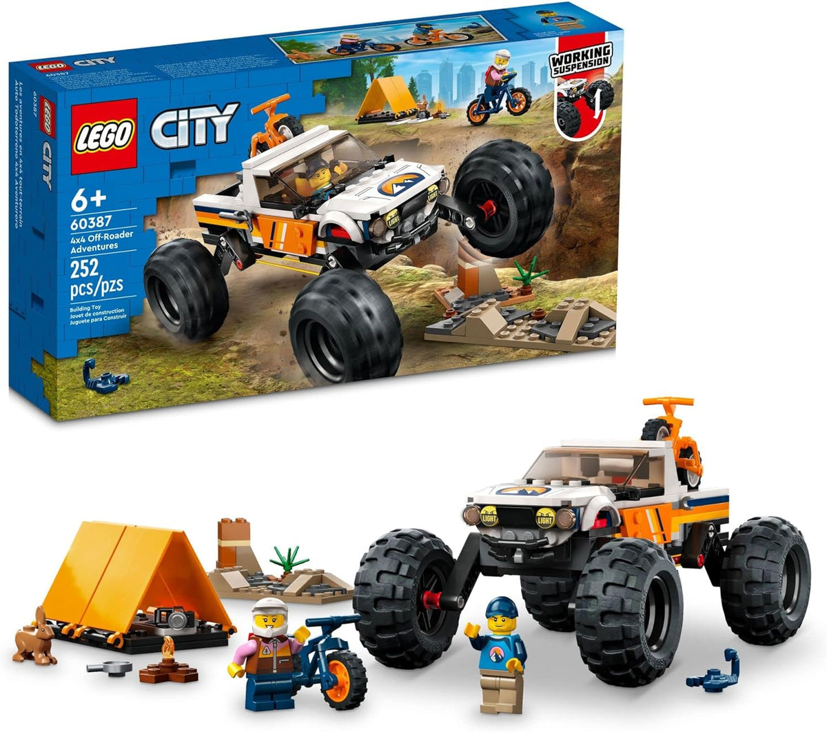 4x4 Off-Roader Building Toy with Monster Truck Style Car and Mountain Bikes O42583
