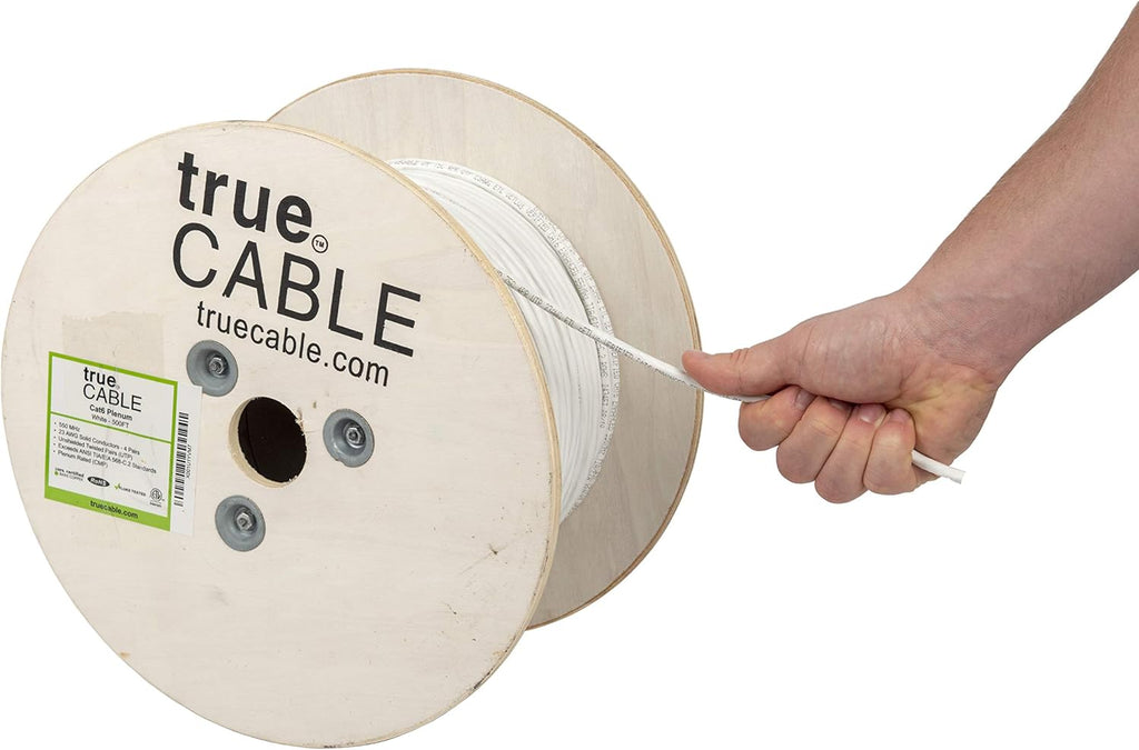 White Cat6 Plenum 500ft Bare Copper Ethernet Cable F54116