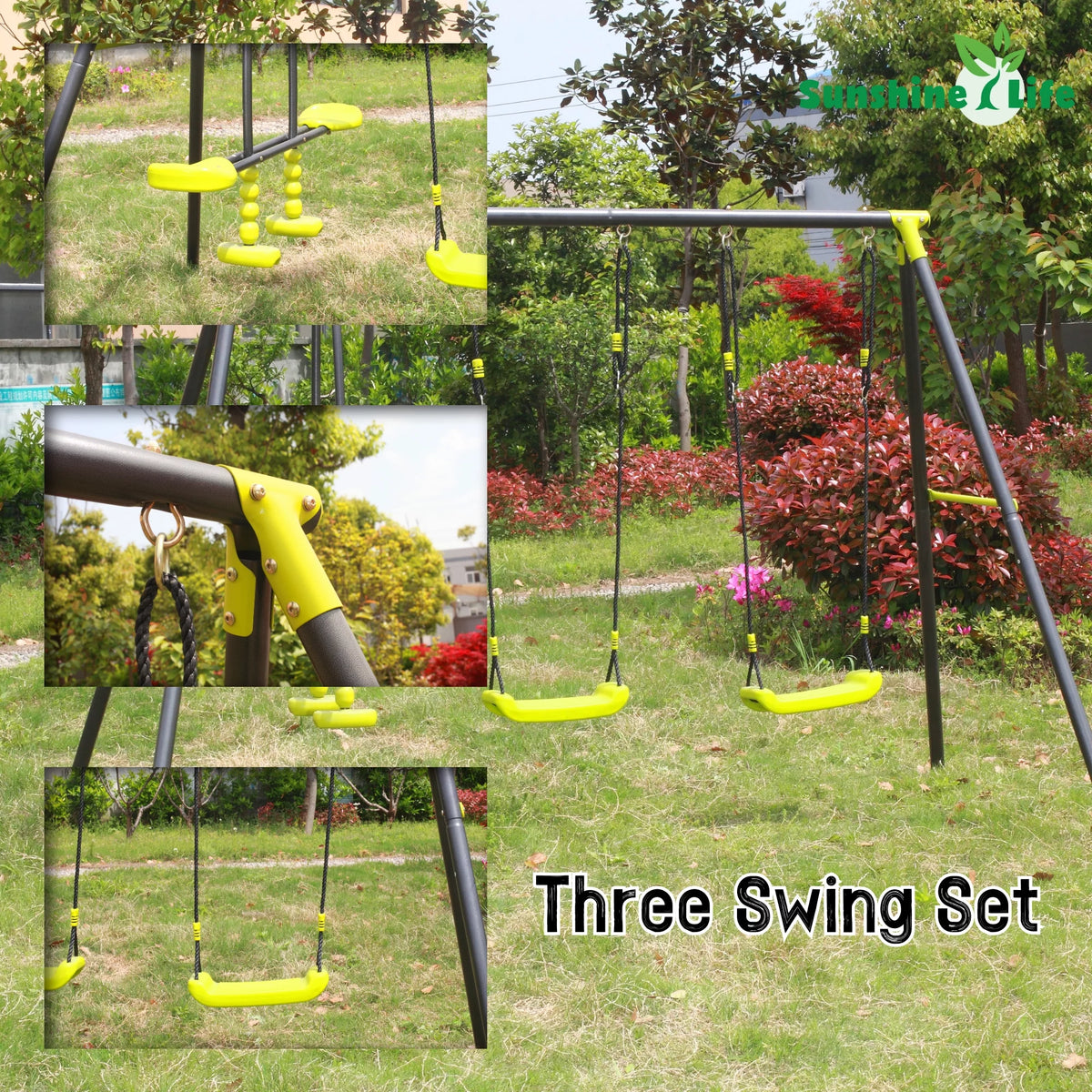 5 in 1 Metal Swing Set with Slide and Glider B55602