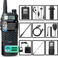 UV-5R Pro Dual Band Handheld Ham Radio 2-Way Radio with Extra 3800mAh Battery and Earpiece (2 Pack) G6953