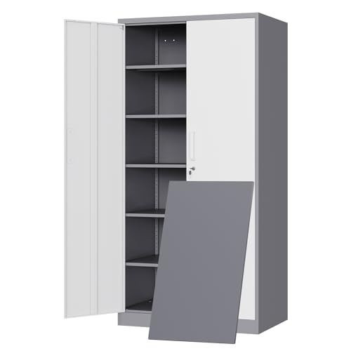 Metal Garage Storage Cabinet with 2 Doors and 5 Adjustable Shelves S52404