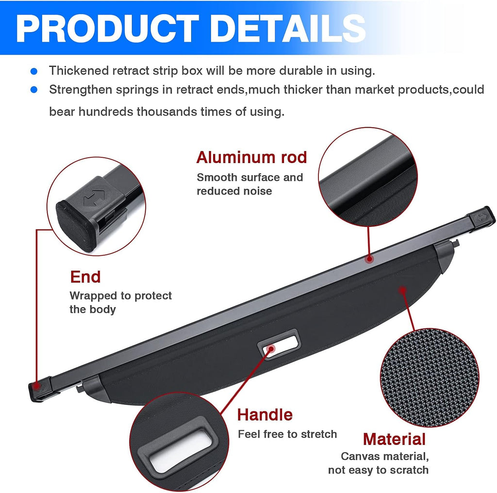Cargo Cover Trunk Security Shade Black B230