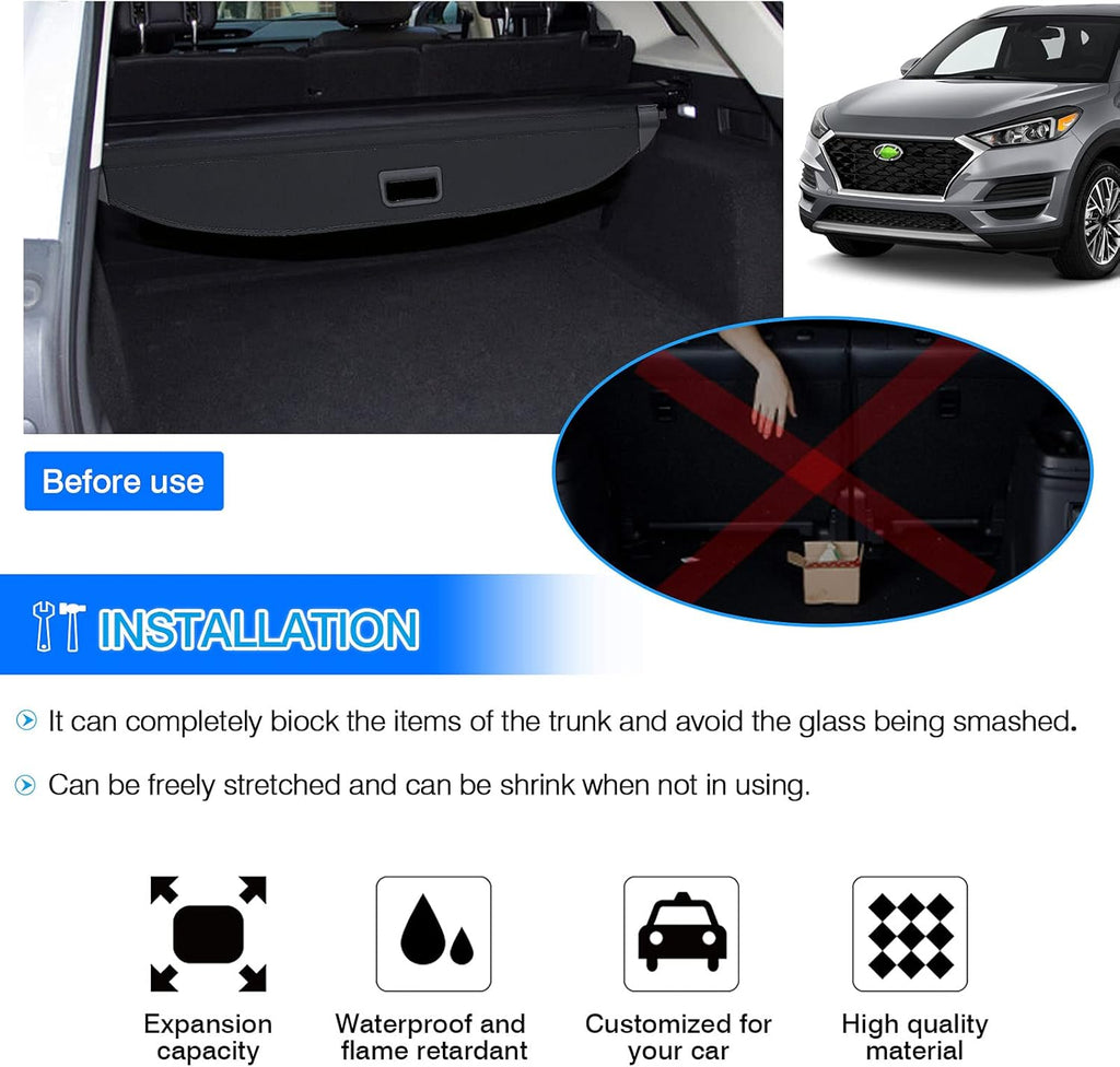 Cargo Cover Trunk Security Shade Black B230