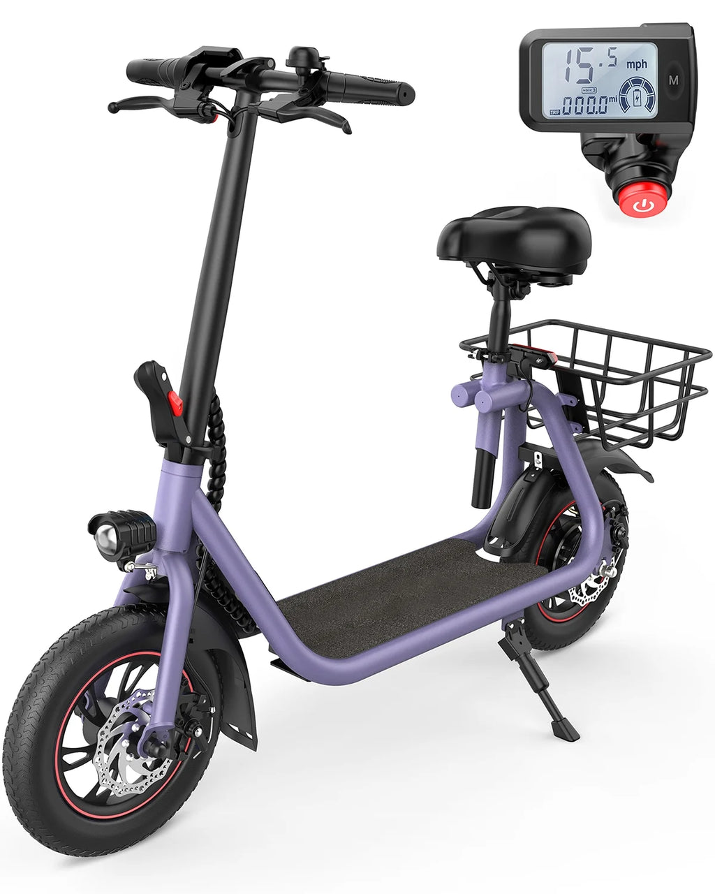 Electric Scooter with Seat, 450W Motor, 22 Miles Range, Folding, Black Q820