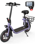 Electric Scooter with Seat, 450W Motor, 22 Miles Range, Folding, Black Q820