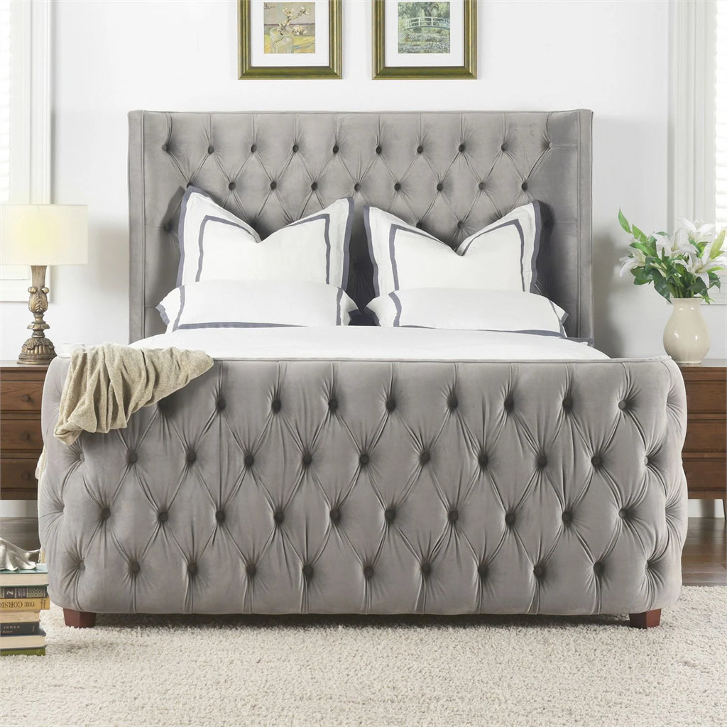 Queen Tufted Velvet Bed L72860