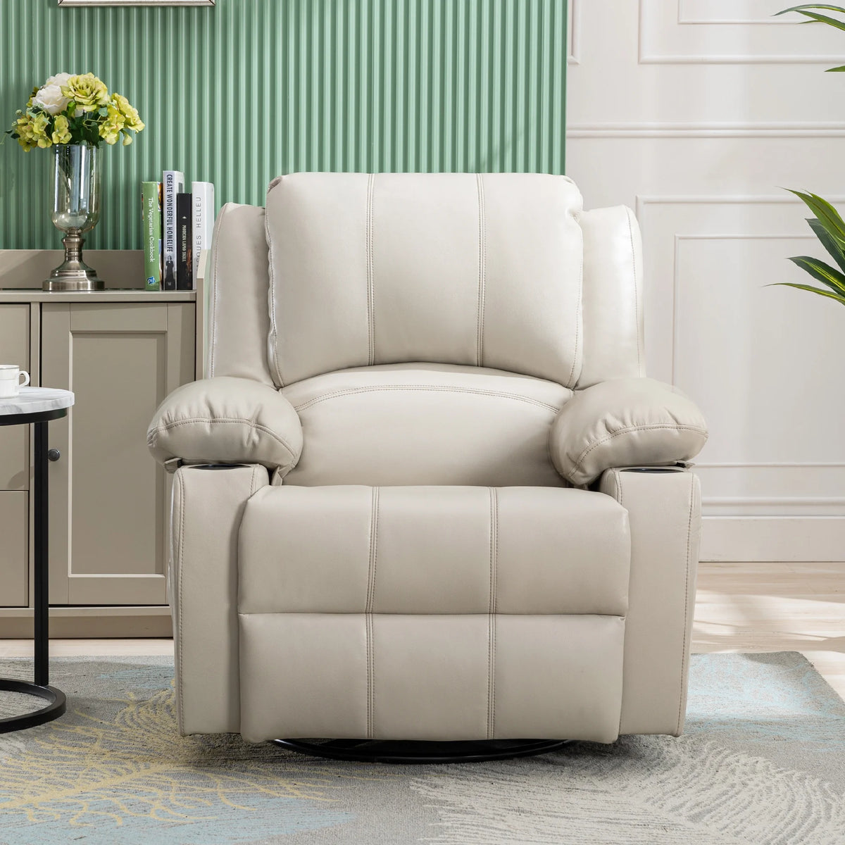 38.19" Wide Manual Swivel Rocker Recliner Chair with Massager and Heat I87454