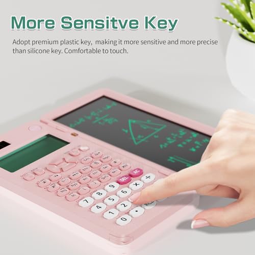 82 MS Foldable 2-Line Display Scientific Calculator with Writing Tablet, Solar and Battery Powered H538086