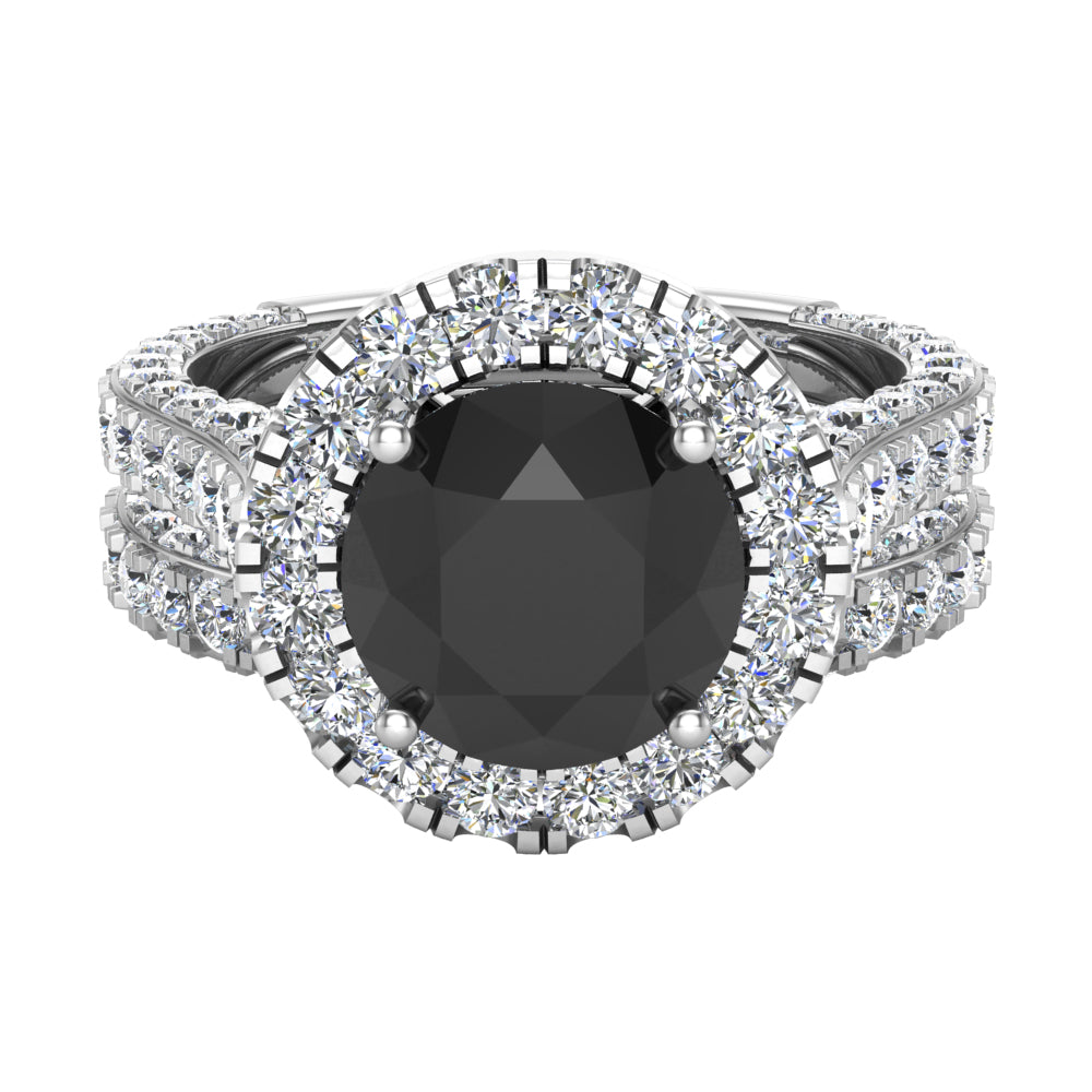 18K White Gold Halo Wedding Ring Set 5.15 Carat I20443