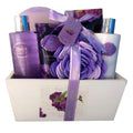 Lavender Bath and Body Set with Shower Gel, Body Lotion, Hand Lotion, Bath Salt, Flower Sponge and EVA Sponge T3307