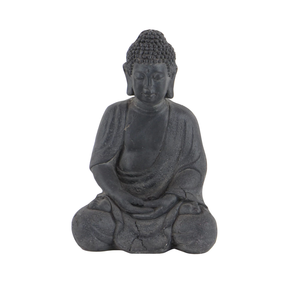 8" x 12" Gray Ceramic Meditating Buddha Sculpture E43844
