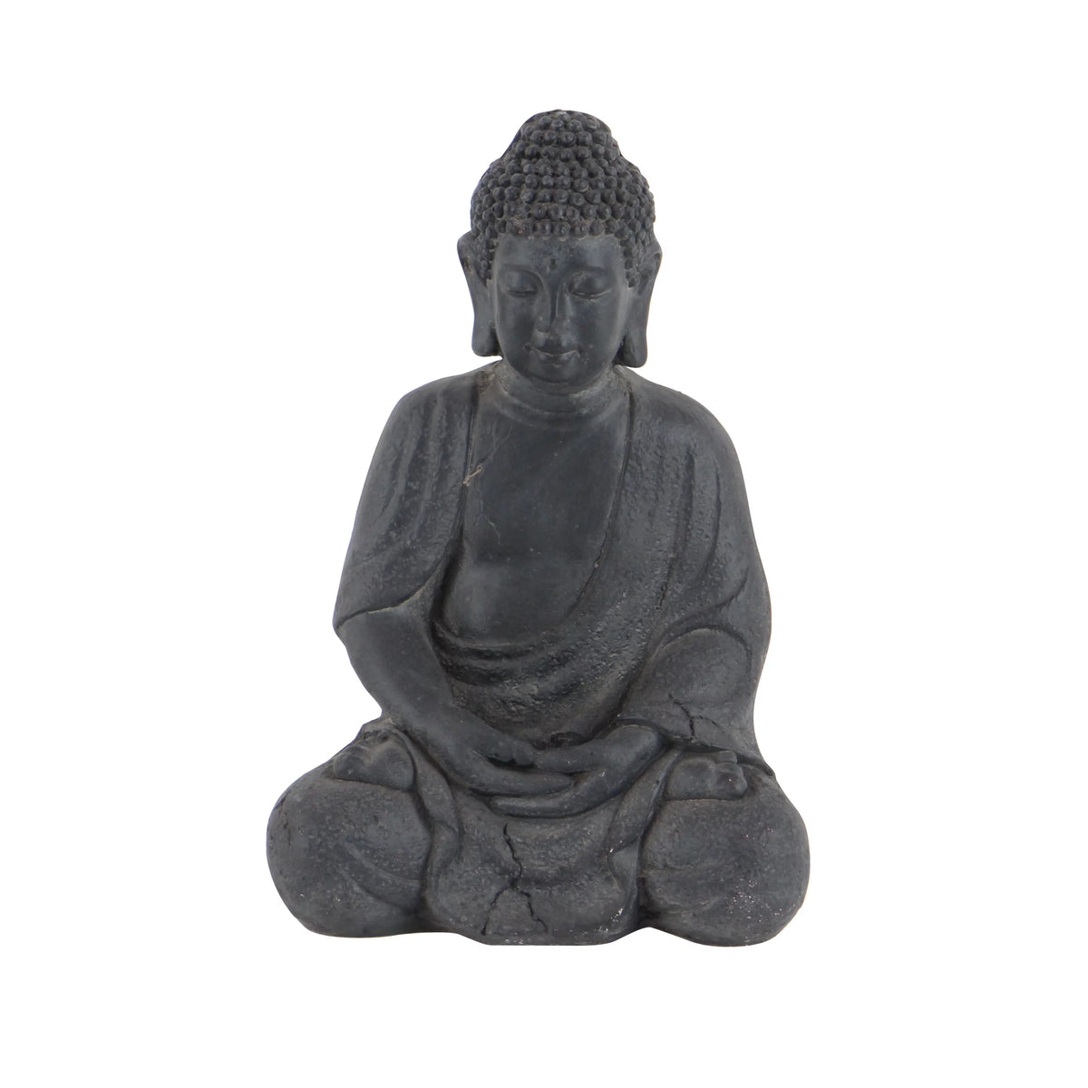8" x 12" Gray Ceramic Meditating Buddha Sculpture E43844