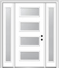 64" x 80" Fiberglass Smooth Primed 4-Lite Frosted Glass Prehung Front Door with Two Sidelites Z8384