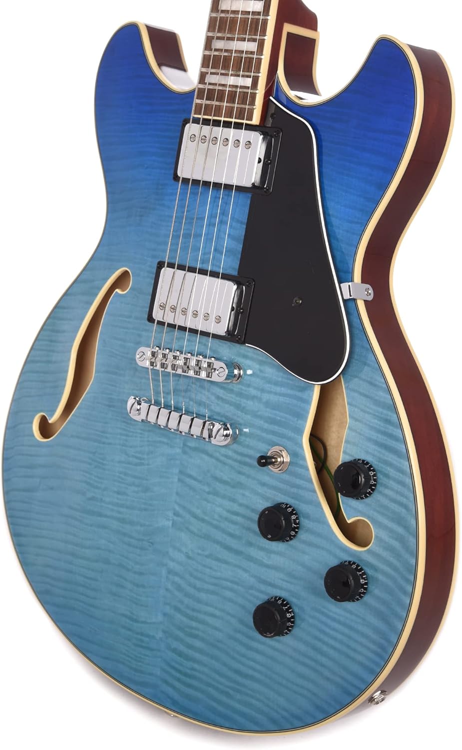 Azure Blue Gradation Semi-Hollow Body Electric Guitar E7850