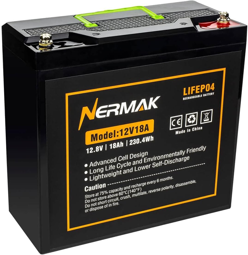 12V 18Ah LiFePO4 Deep Cycle Battery, 2000+ Cycles, 20A BMS, Pack of 2 L411