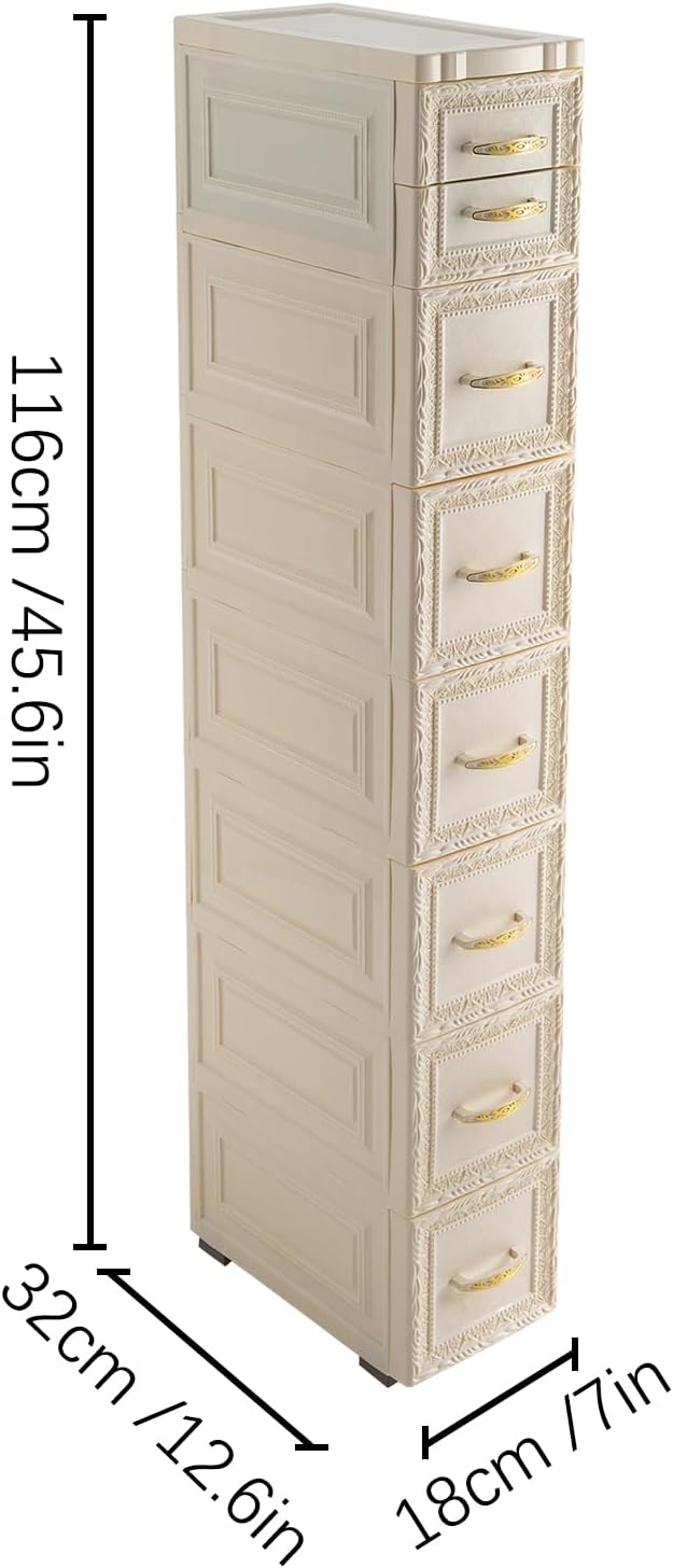 8 Drawer Narrow Storage Cabinet with Pull Handles I7315
