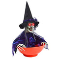 Halloween Candy Bowl Witch Decorations Animated LED Lights Sound Activated O915