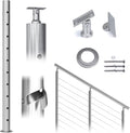 Round 36”x2.36” Stainless Steel Brushed Cable Railing Post Pack of 2 Z280979