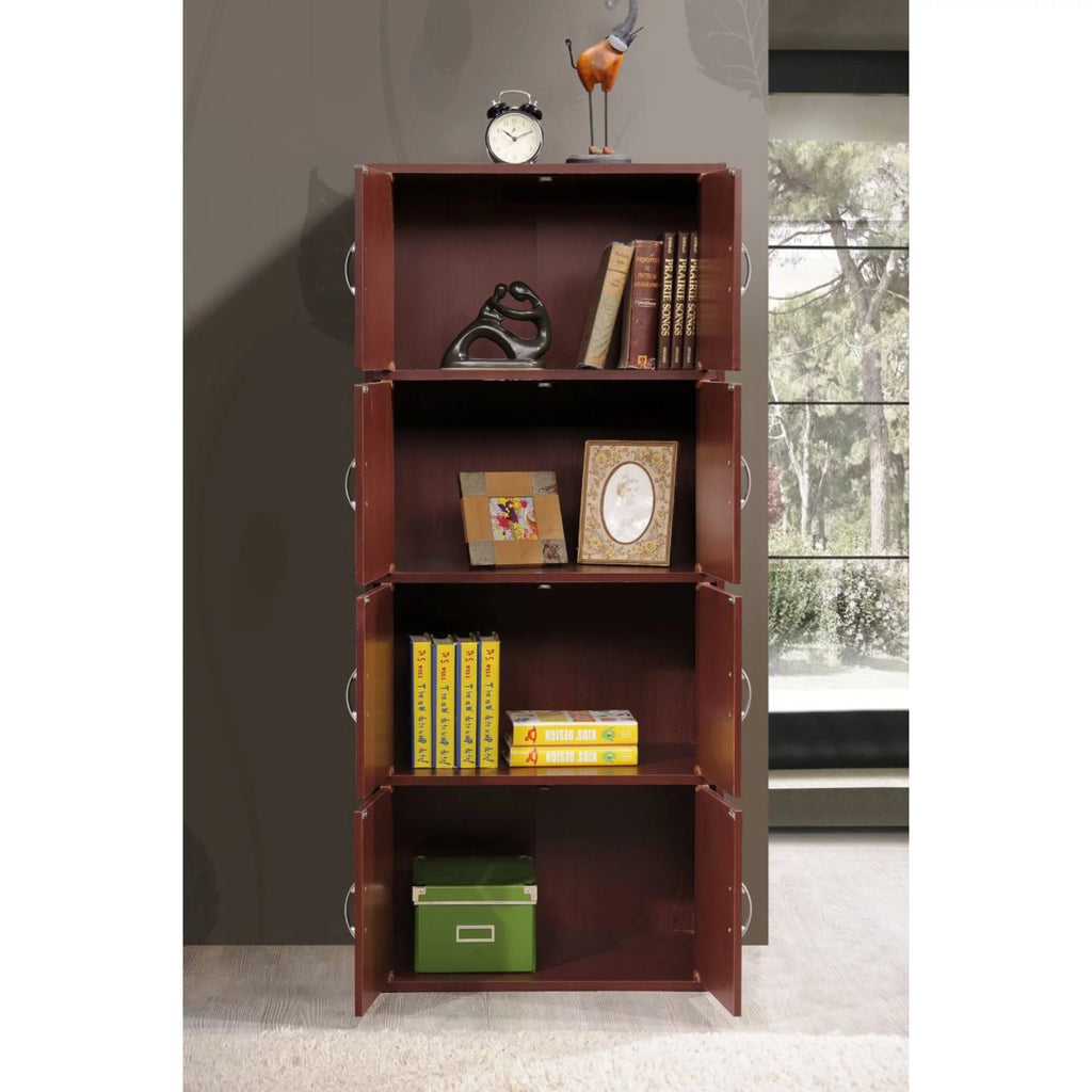 Mahogany Brown Bookcase Cabinet with Doors U384186