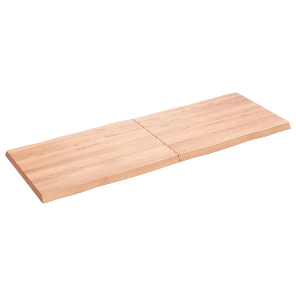Solid Oak Wood Table Light Brown Live Edge Y856714