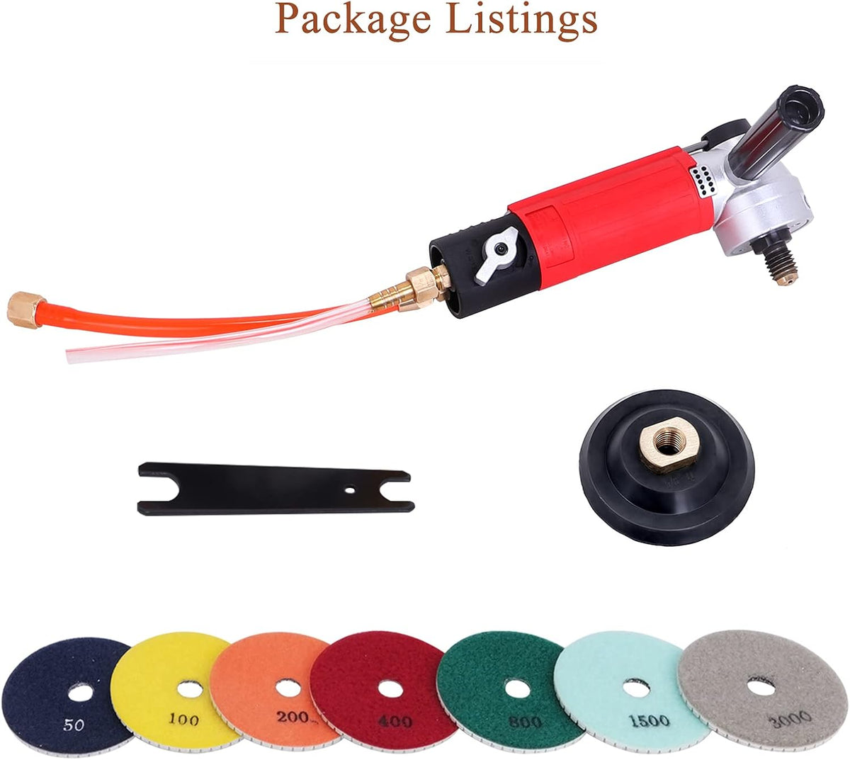 4" Pneumatic Wet Polisher Grinder Sander with 7 Pieces Polishing Pads K5303