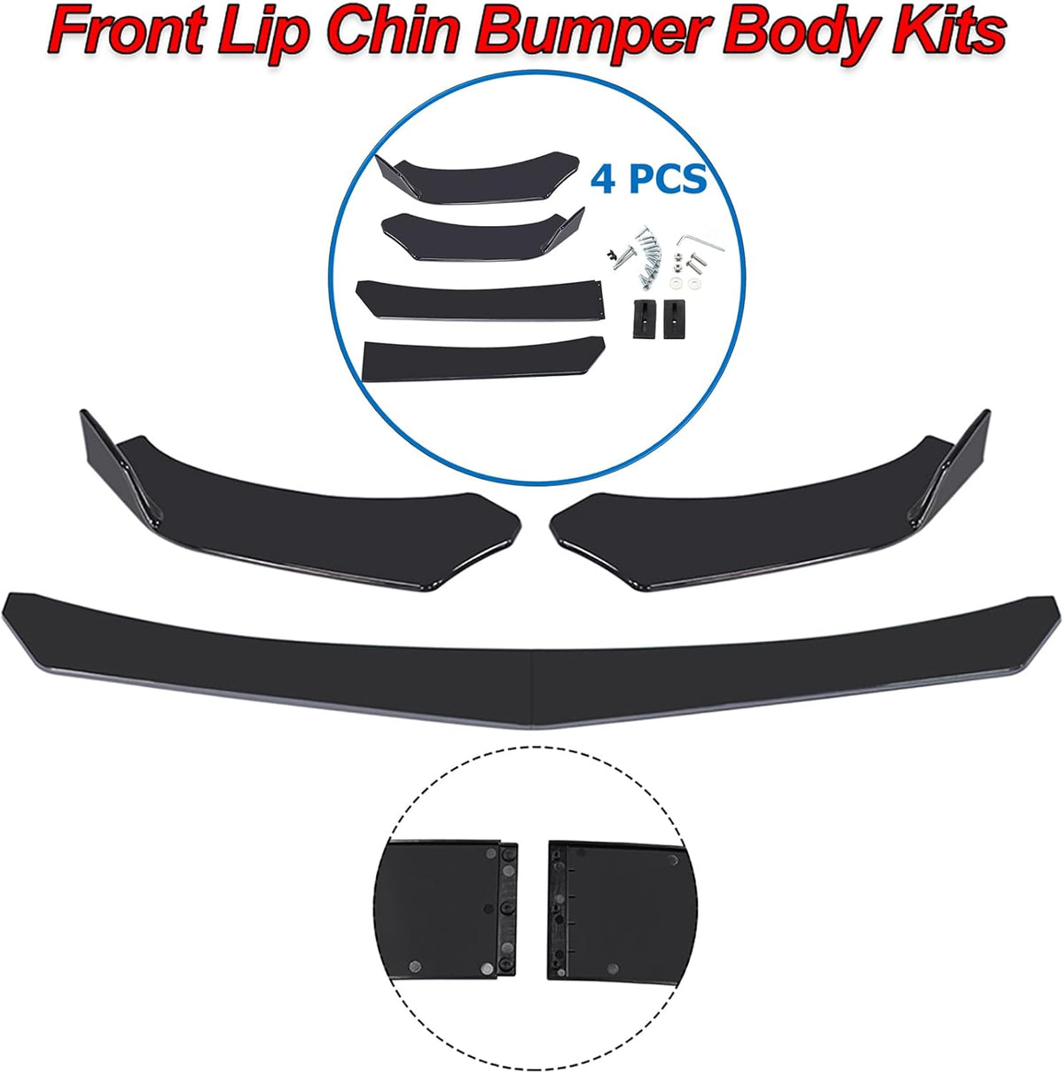 Universal Front Bumper Lip Chin Spoiler PP Pack of 2 J818