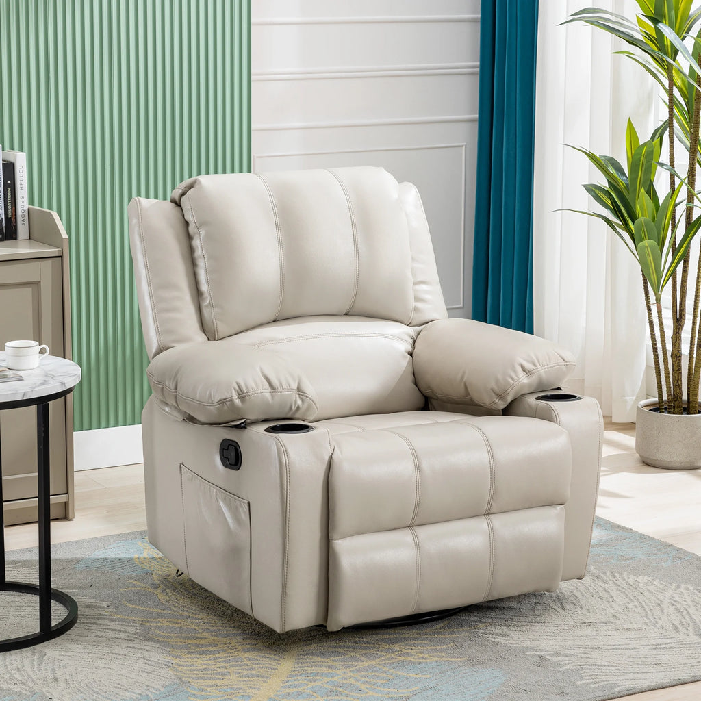 38.19" Wide Manual Swivel Rocker Recliner Chair with Massager and Heat I87454