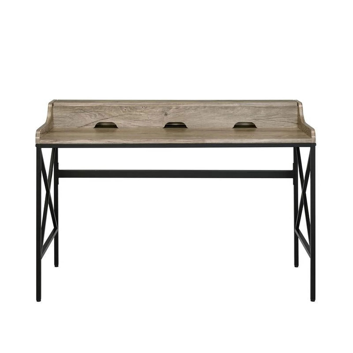 Gray Wood and Black Metal Desk with USB Port M7180