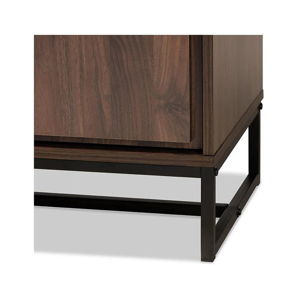 Walnut Brown Wood and Black Metal Storage S3723