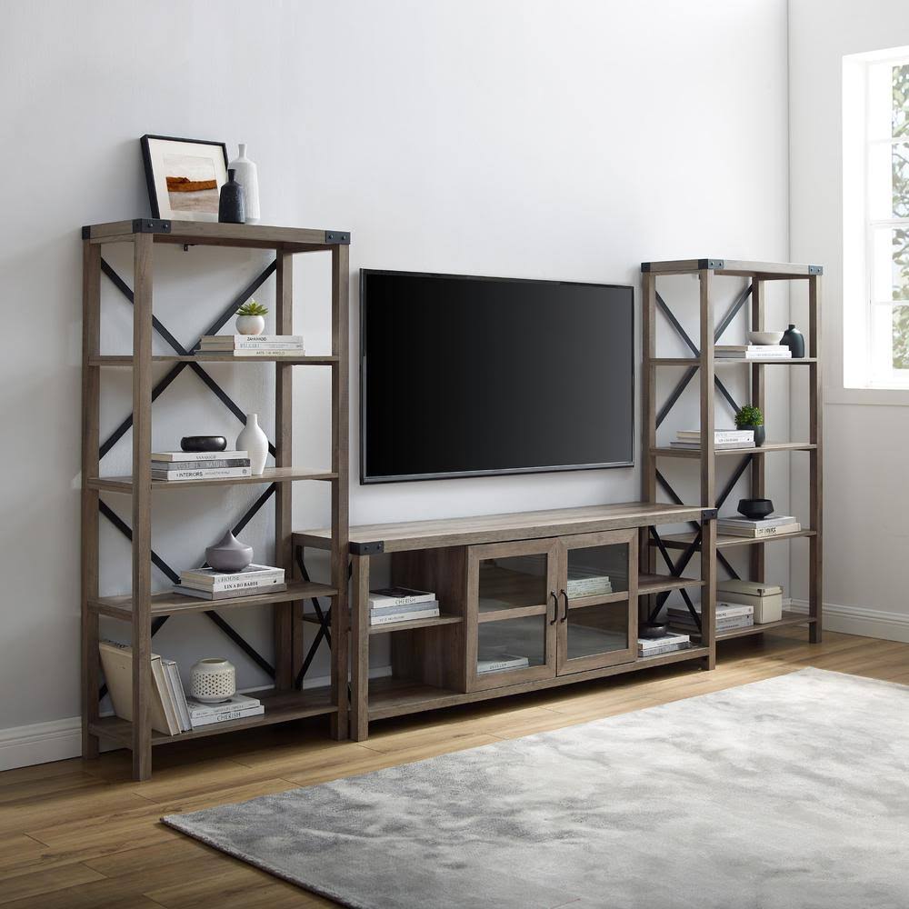 Grey Wash Glass Door TV Console Z12183