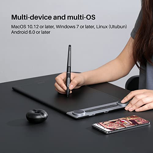 Bluetooth Wireless Graphics Drawing Tablet with Dual Dials Battery-Free Stylus N505936
