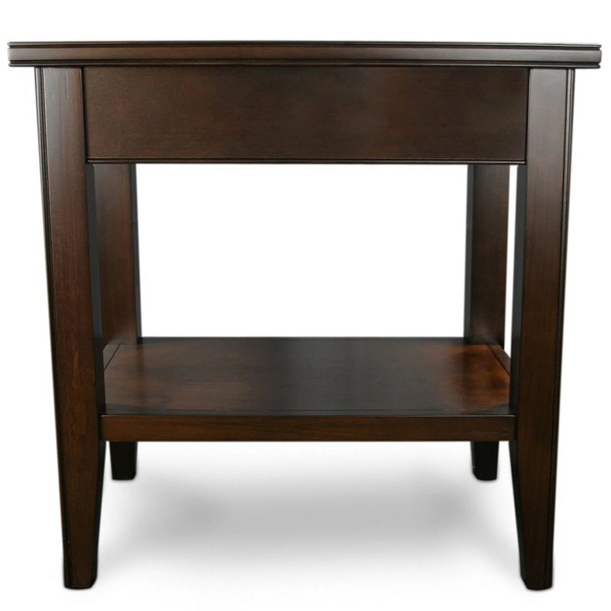 Traditional Wood End Table with Storage Drawer in Chocolate F355639