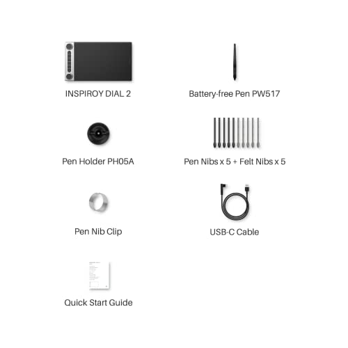 Bluetooth Wireless Graphics Drawing Tablet with Dual Dials Battery-Free Stylus N505936